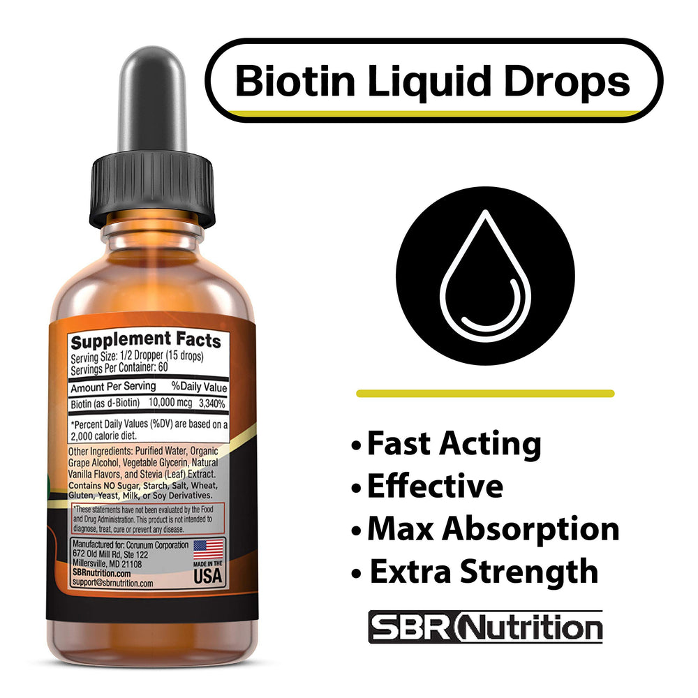 Label showing 10000 mcg biotin per serving