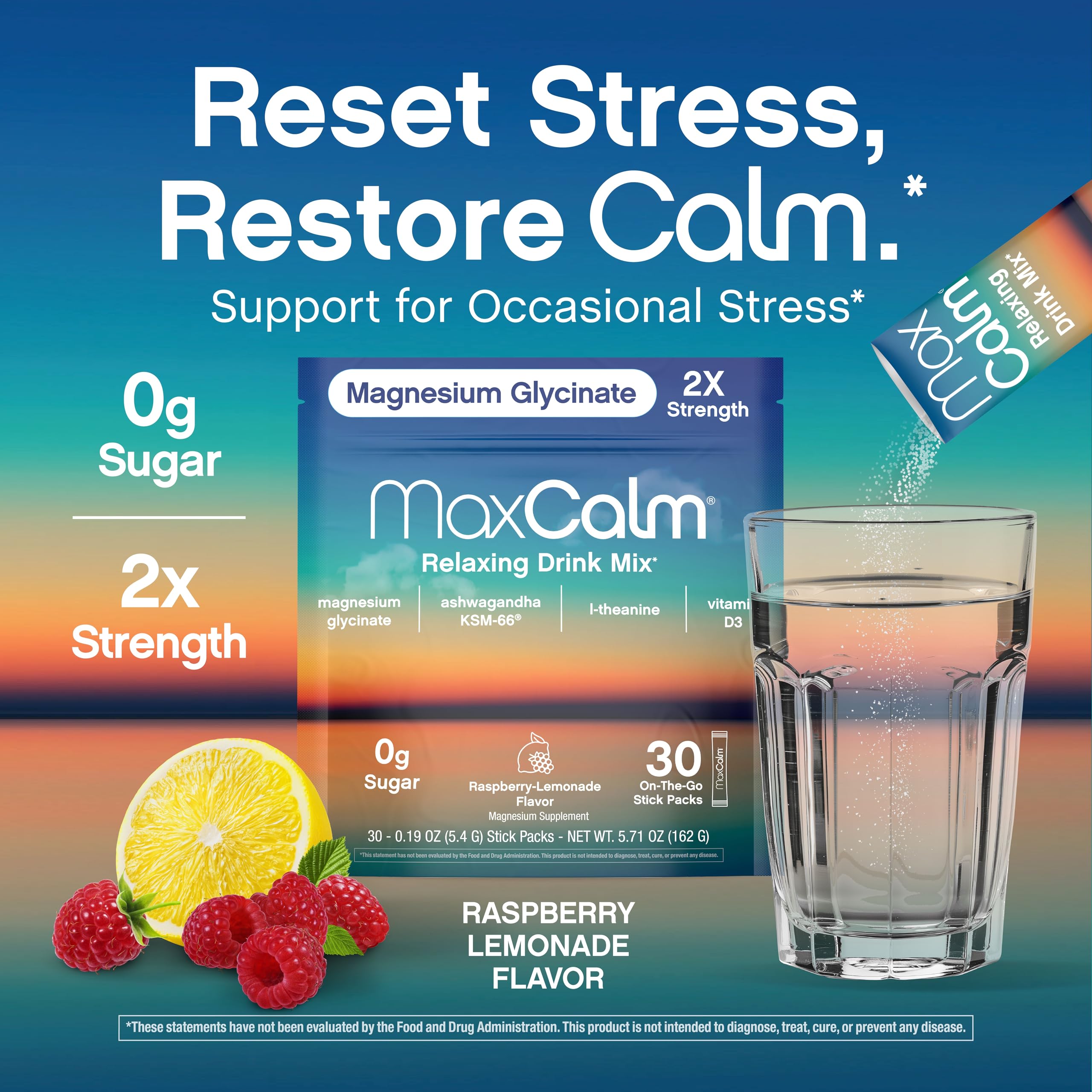 30 Max Calm stick packets for on-the-go use