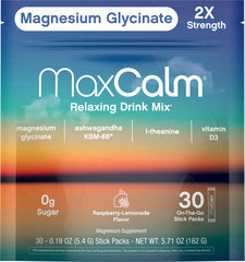 Max Calm Raspberry-Lemonade flavor single-serve packet