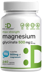 Max Strength Magnesium Glycinate 500mg bottle - 240 capsules