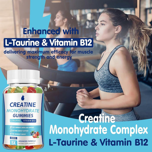 Close-up of blueberry-flavored creatine gummy
