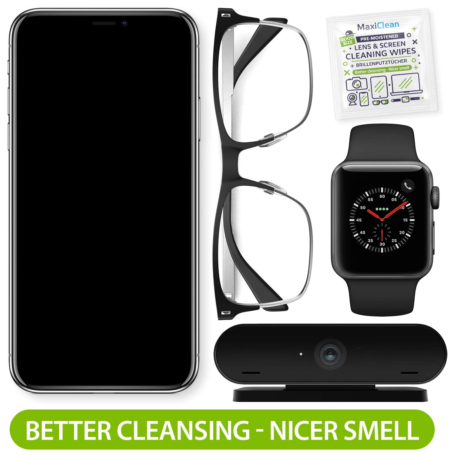 Individually wrapped lens wipes for portability in purse, wallet, or car
