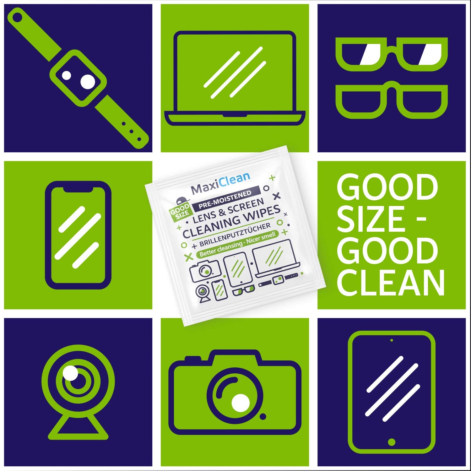 Laptop screens and phone displays being cleaned with MAXI CLEAN wipes