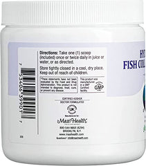 Maxi Health Collagen Peptides in a glass with juice highlights skin and hair benefits