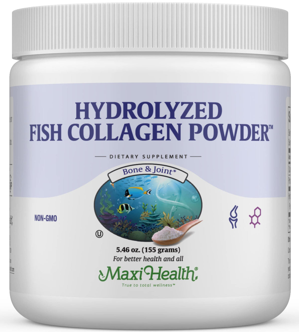 Maxi Health Collagen Peptides Powder bottle with label (5.46 oz)