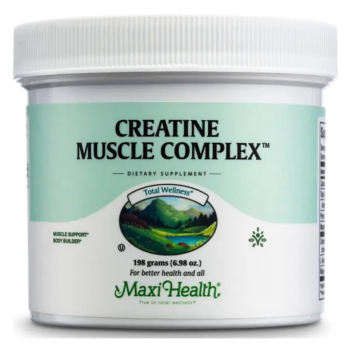 Front view of Maxi-Health Creatine Monohydrate bottle
