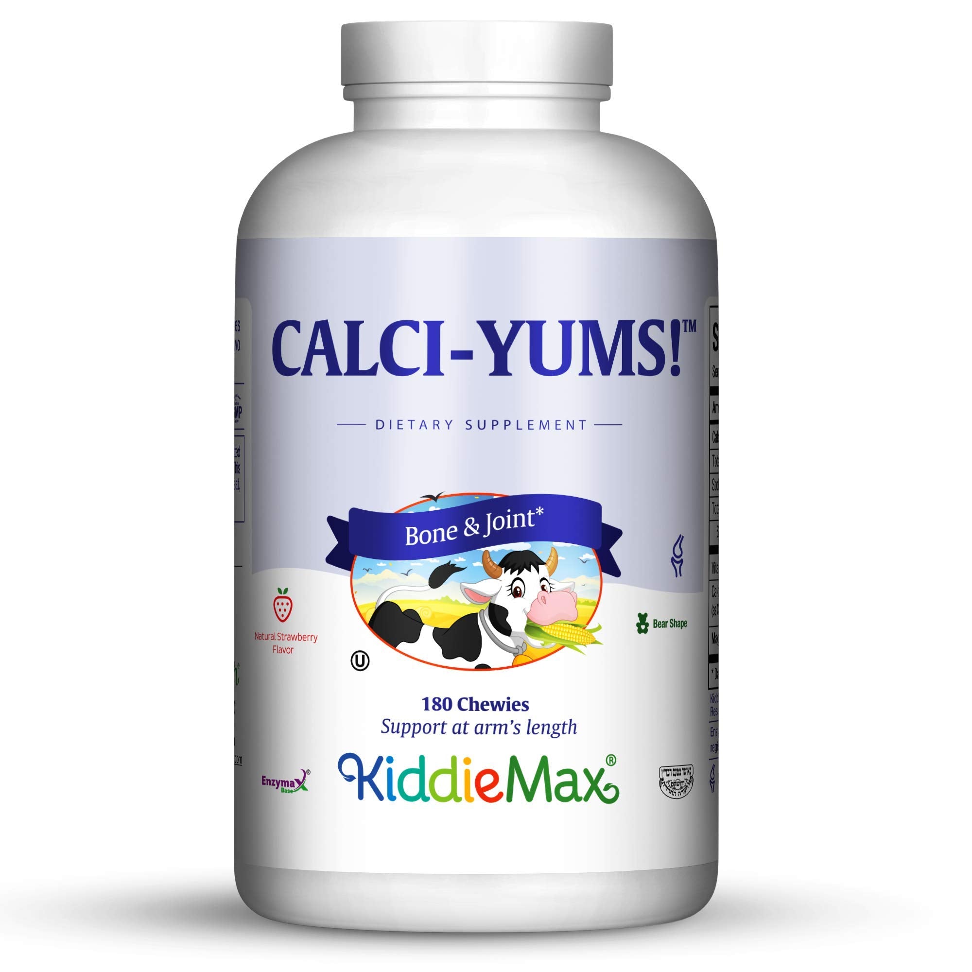 KiddieMax CalciYum strawberry bear-shaped chewables bottle