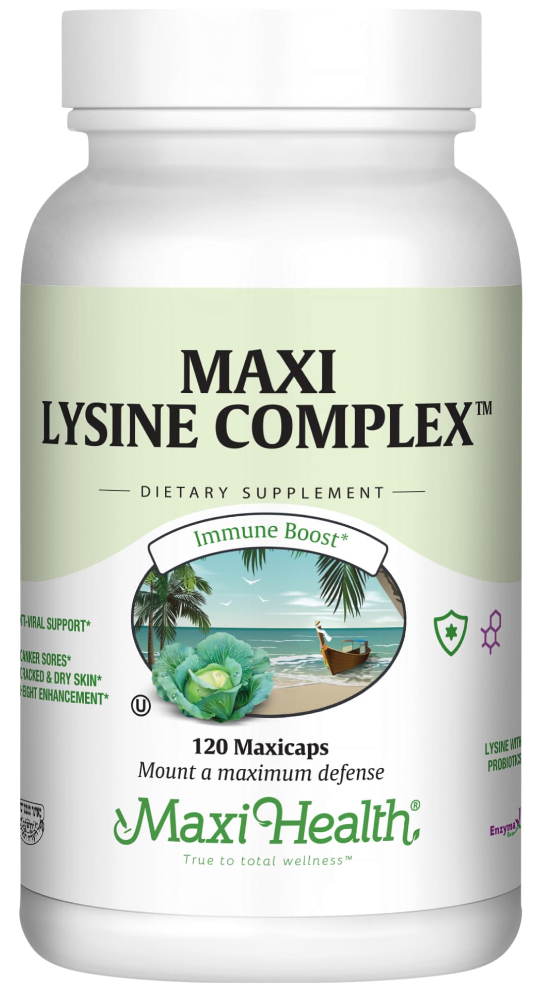 Maxi Health Lysine Complex bottle front view