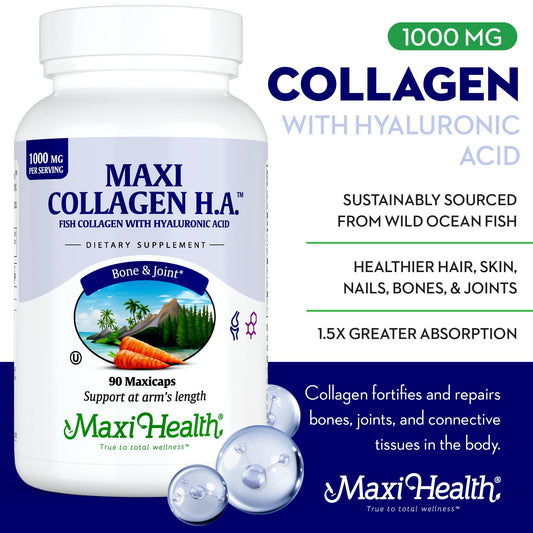 Front packaging of Maxi Health Marine Collagen Pills 90 Maxicaps