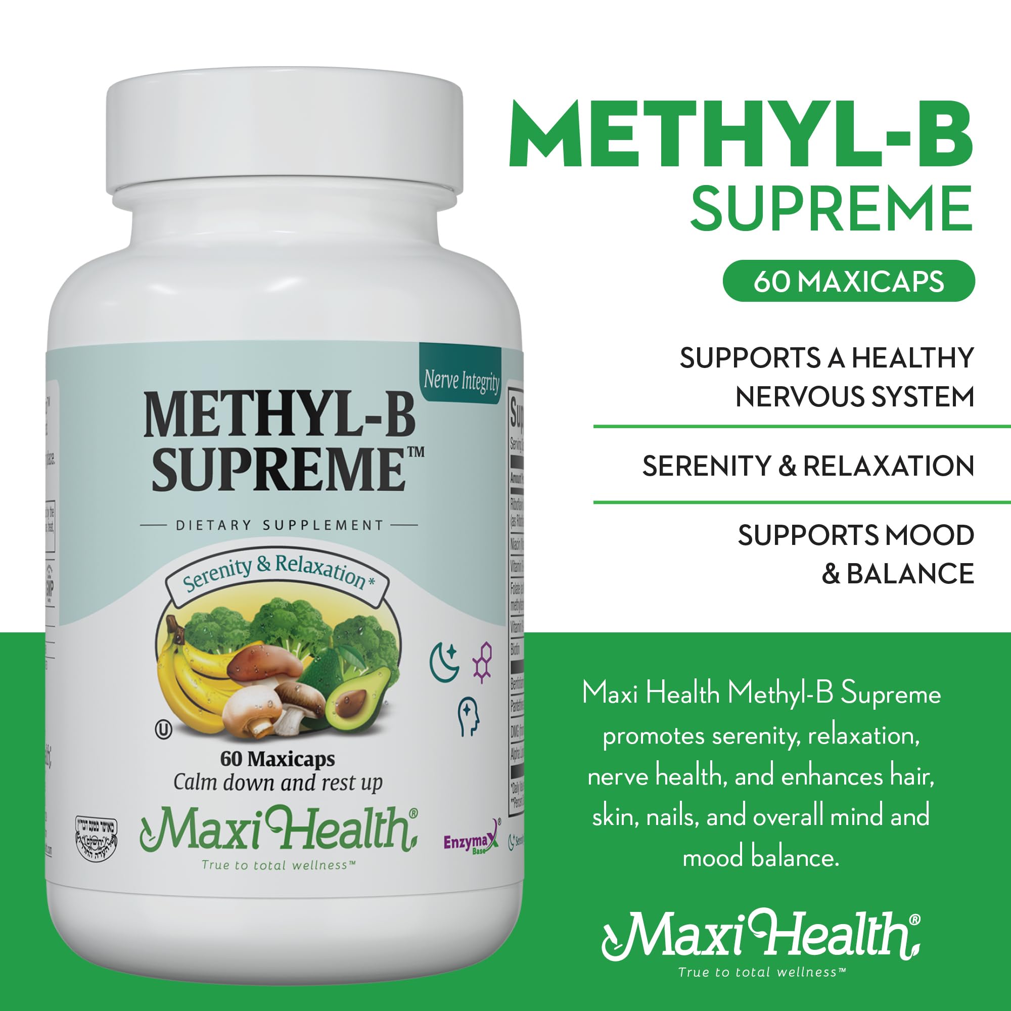 Maxi Health supplement facts panel focusing on methylated ingredients