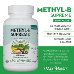Maxi Health supplement facts panel focusing on methylated ingredients