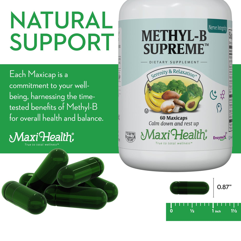 Maxi Health bottle beside a notebook portraying daily routine support