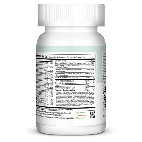 Non-GMO, gluten-free, kosher-certified multivitamin ingredients on a plate