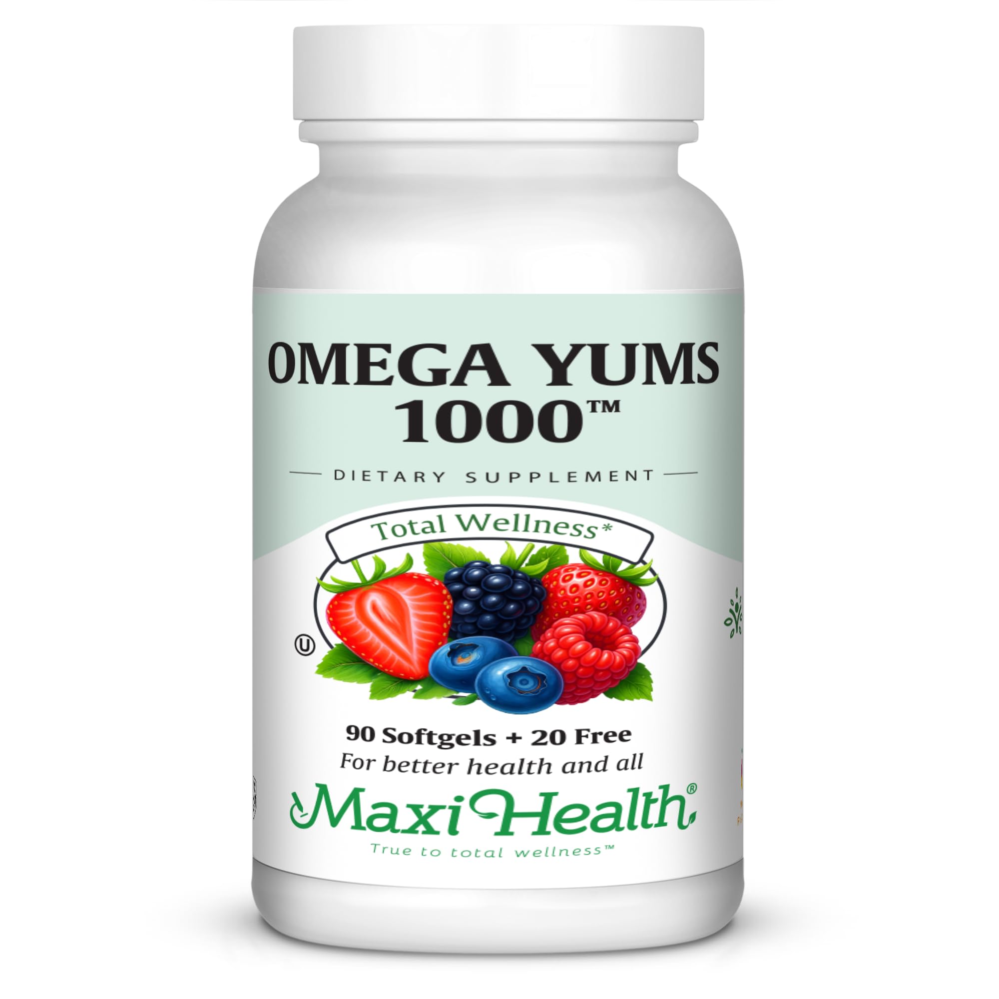 Maxi Health Omega Yums 1000 bottle front view
