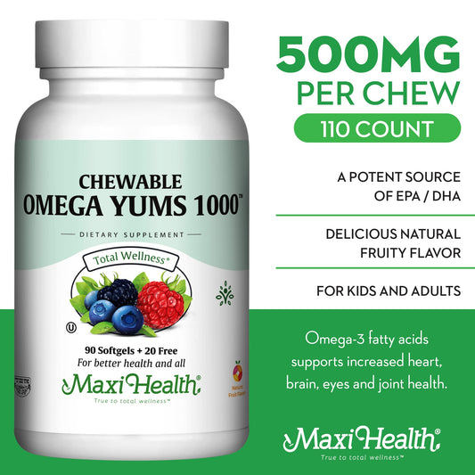 Maxi Health Omega Yums 1000 bottle side view