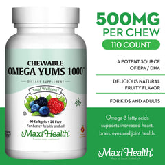 Maxi Health Omega Yums 1000 bottle side view