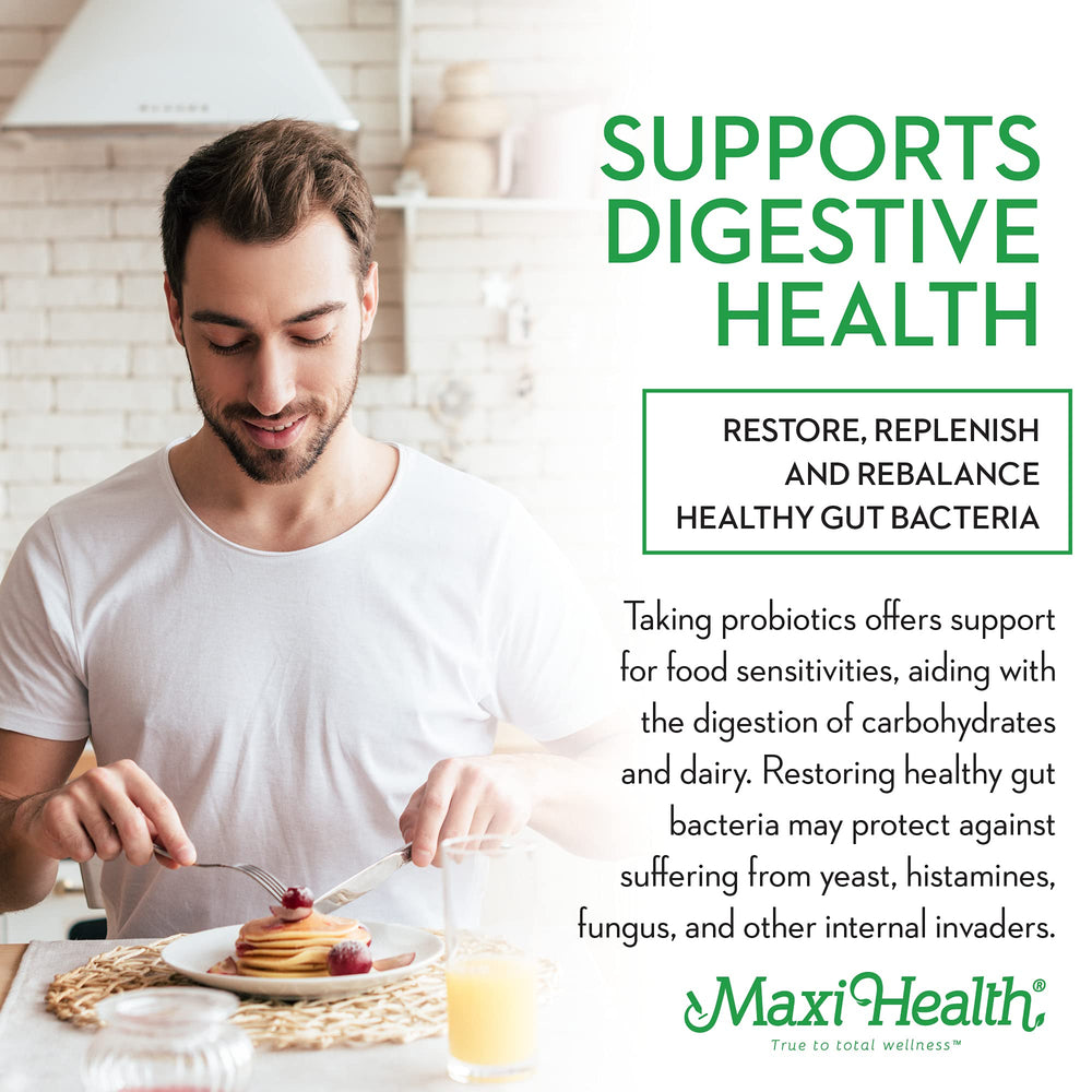 Box and bottle of Maxi Health Probiotic Plus Ultimate Prebiotic
