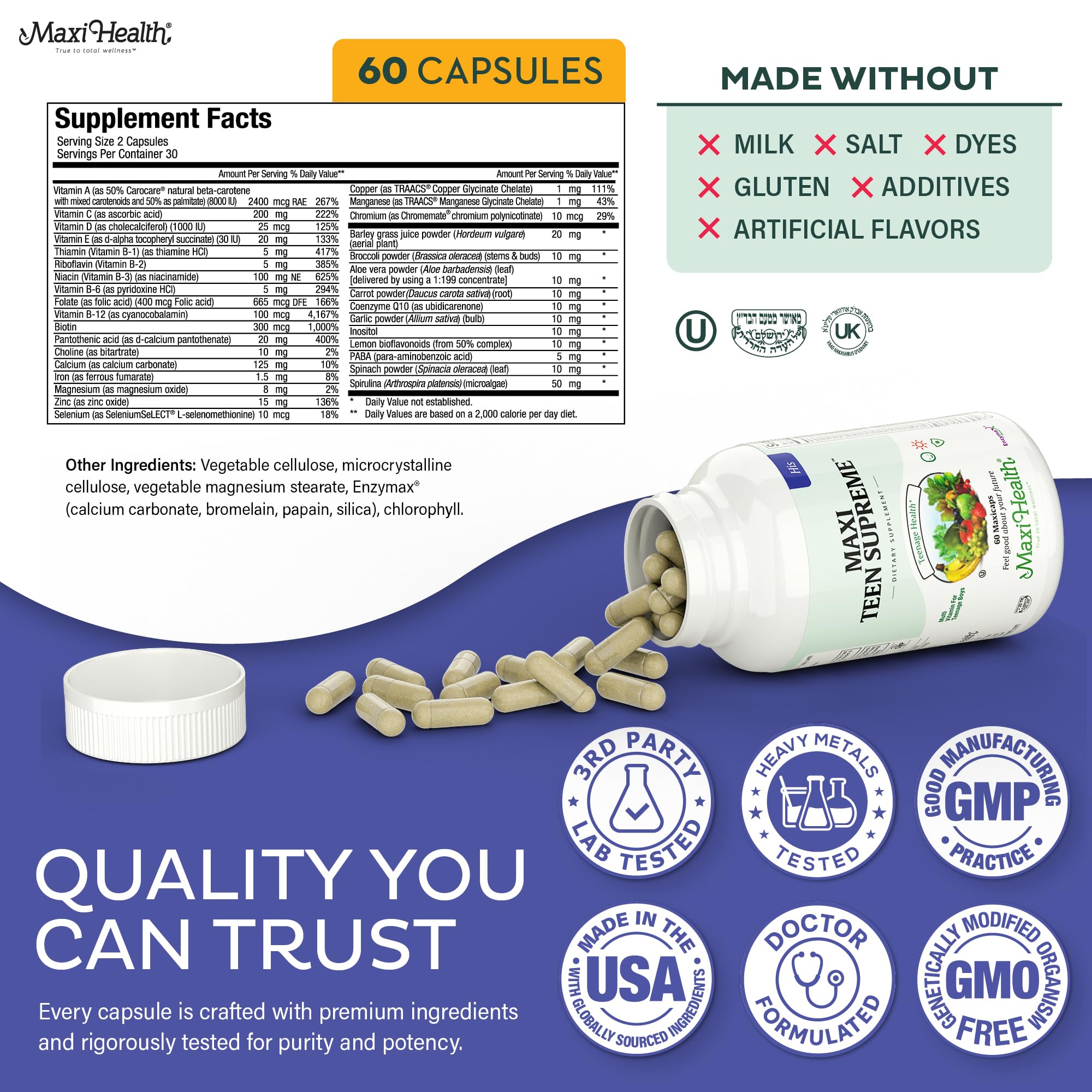 Maxi Health tablets in hand demonstrating size and dosage convenience