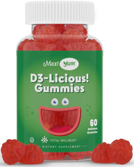 Maxi Health Vitamin D Gummies bottle label with 60-count