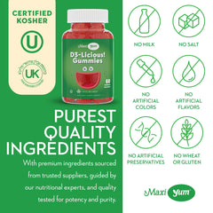 Vegan and non-GMO Maxi Health Vitamin D gummies