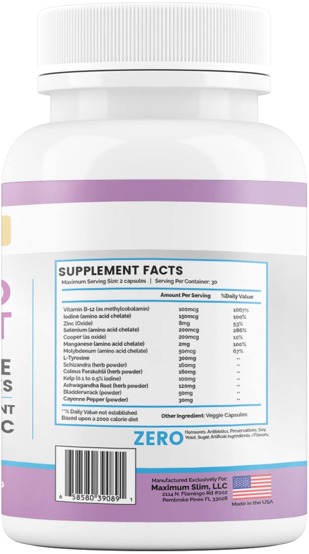 Capsules and minerals layout for Maximize Within Thyroid Support