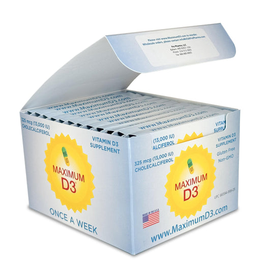 Front view of Maximum D3 13,000 IU box
