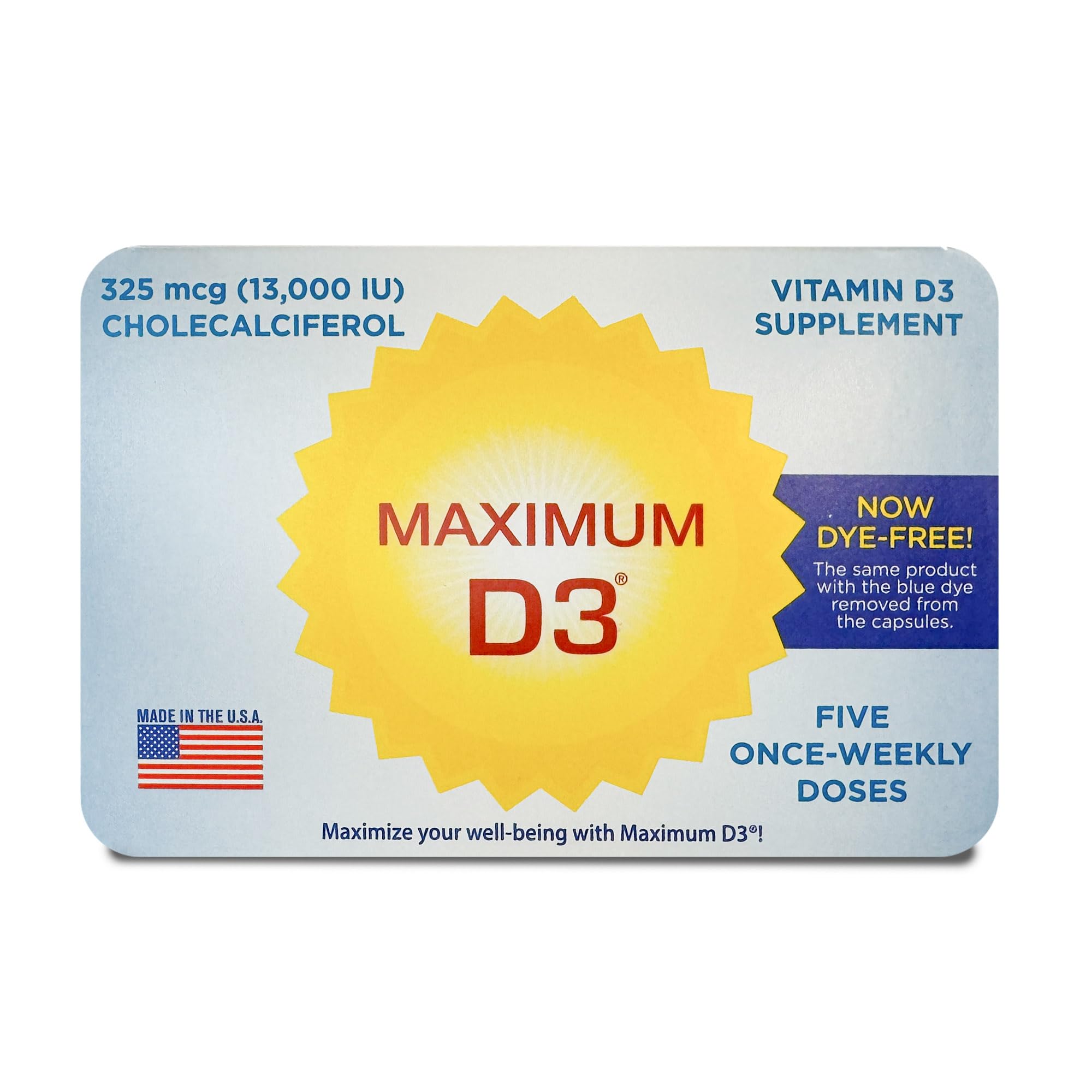 Bottle of Maximum D3 13,000 IU Vitamin D3 supplement