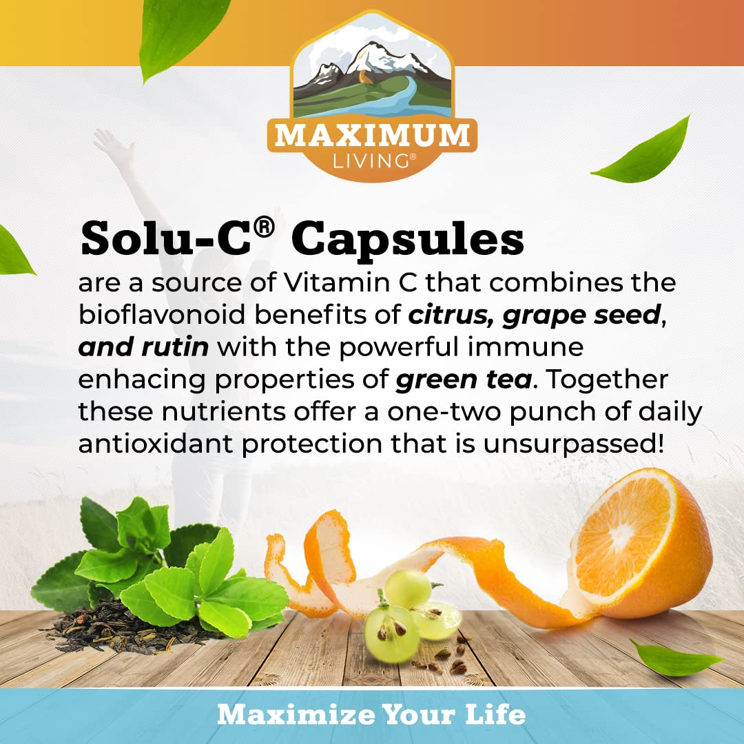 Close-up of Maximum Living Solu-C with Green Tea capsules – image 3