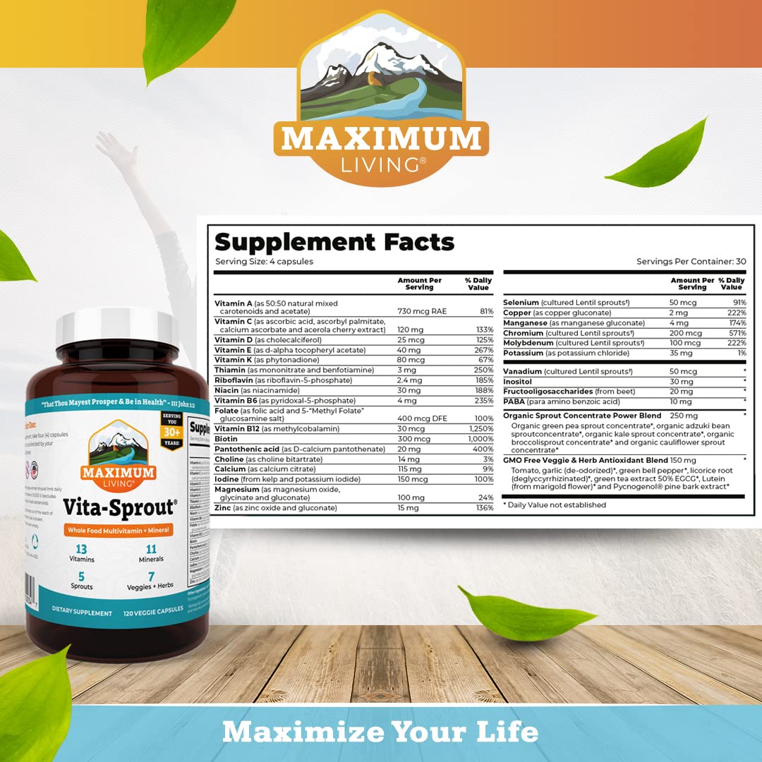 Back label of Vita-Sprout 120 capsules