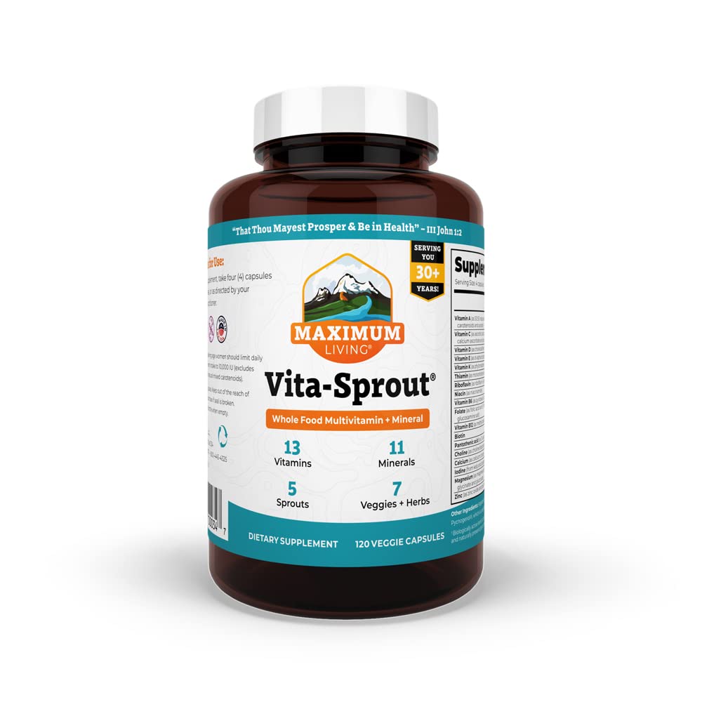 Front view of Maximum Living Vita-Sprout bottle
