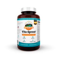 Front view of Maximum Living Vita-Sprout bottle