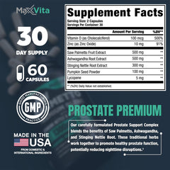 Dosage guidance from MaxVita Prostate Premium bottle