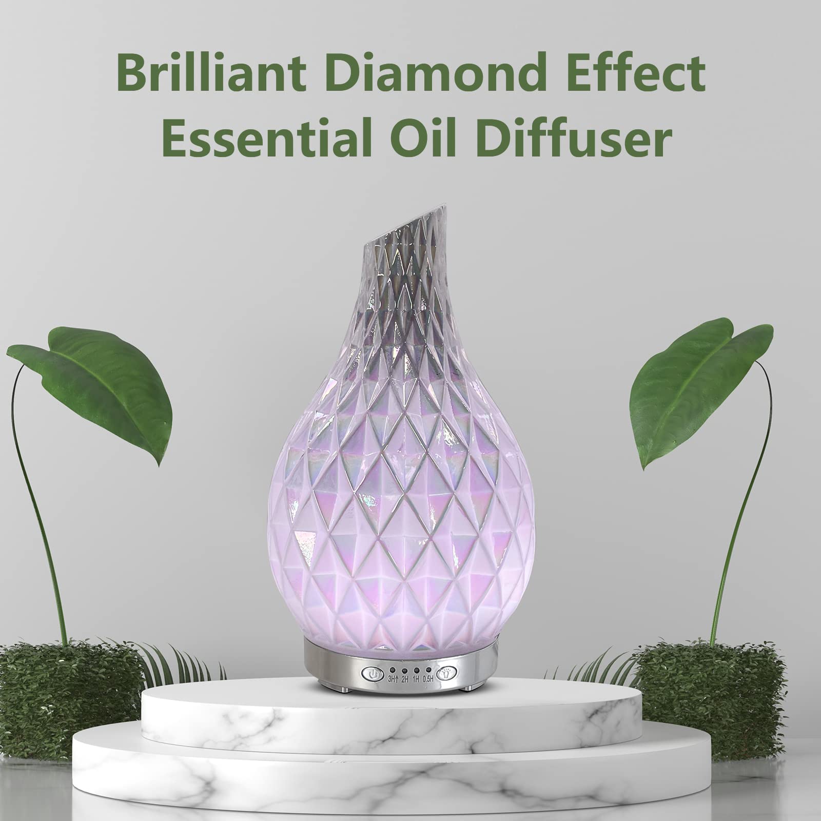 Quiet ultrasonic diffuser emitting mist with auto shut-off indicator