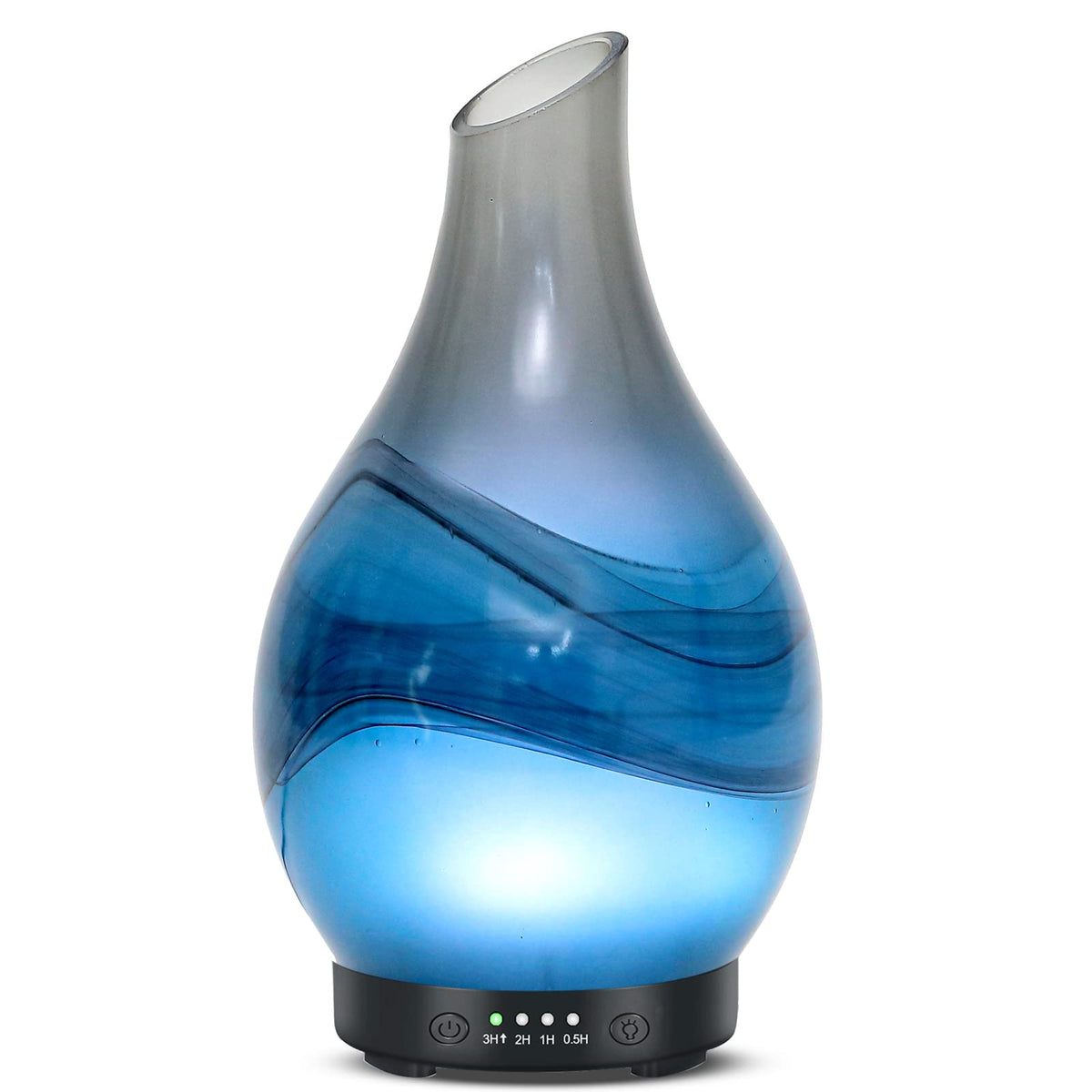 MAXWINER essential oil diffuser with handmade art glass cover - front view