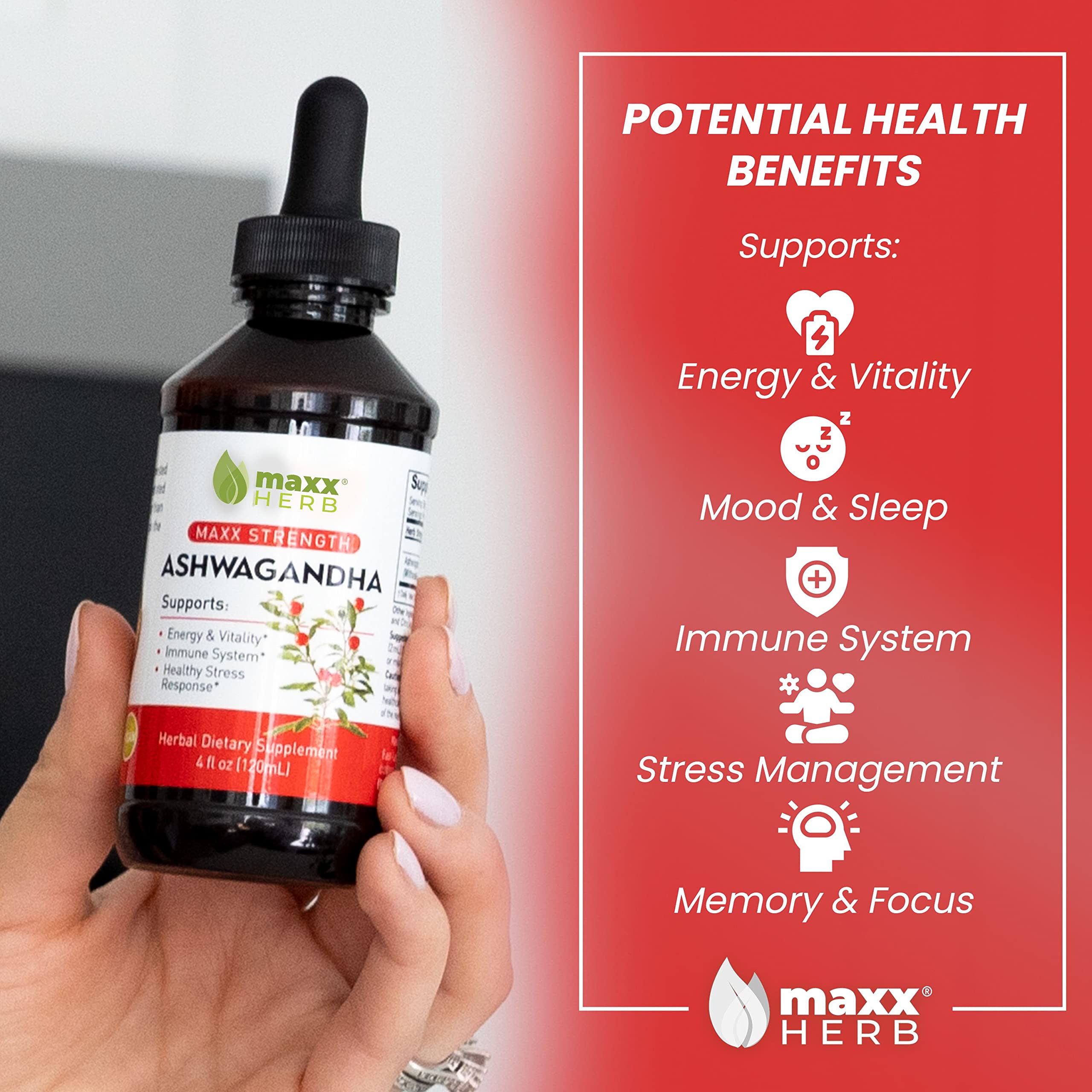 Dropper dispensing concentrated Ashwagandha liquid tincture