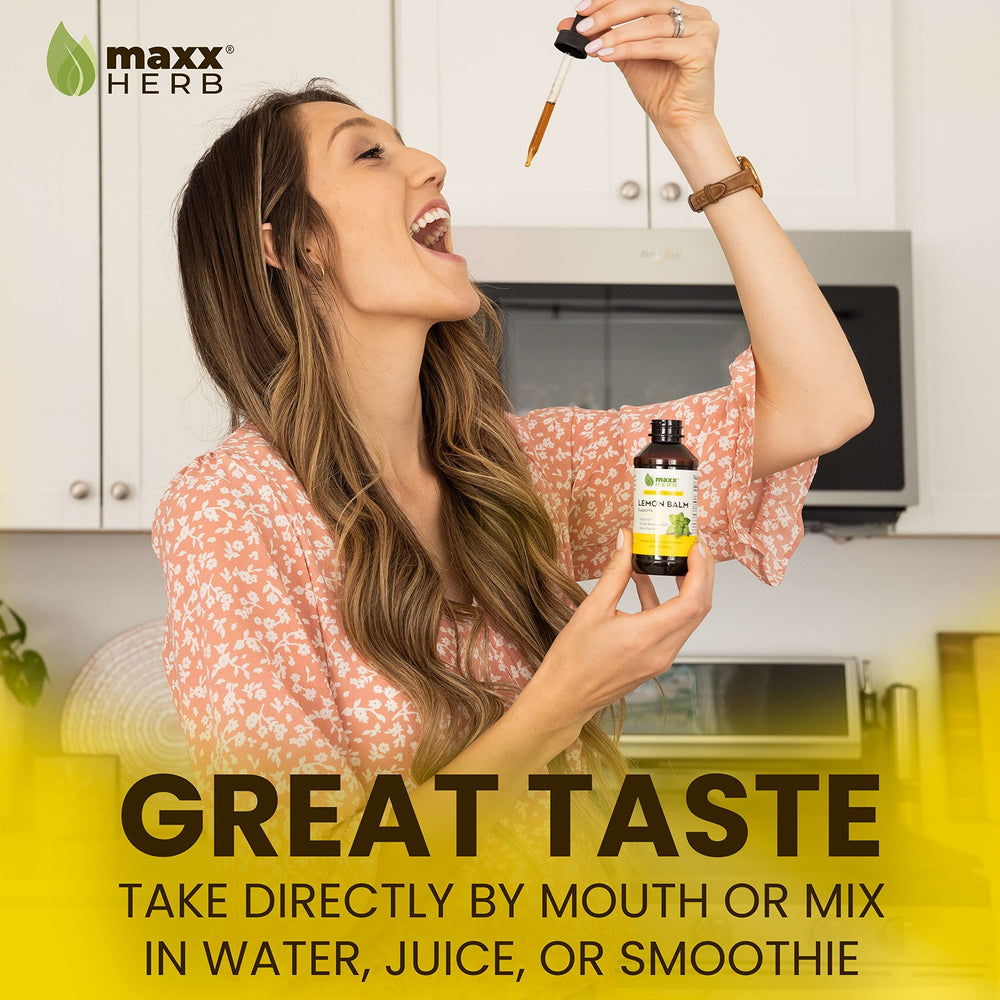 Boxed packaging of Maxx Herb Lemon Balm Extract four-bottle set