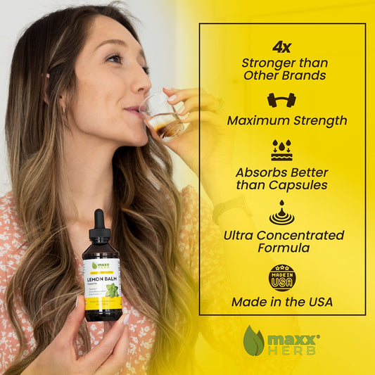 Front label of Maxx Herb Lemon Balm Extract