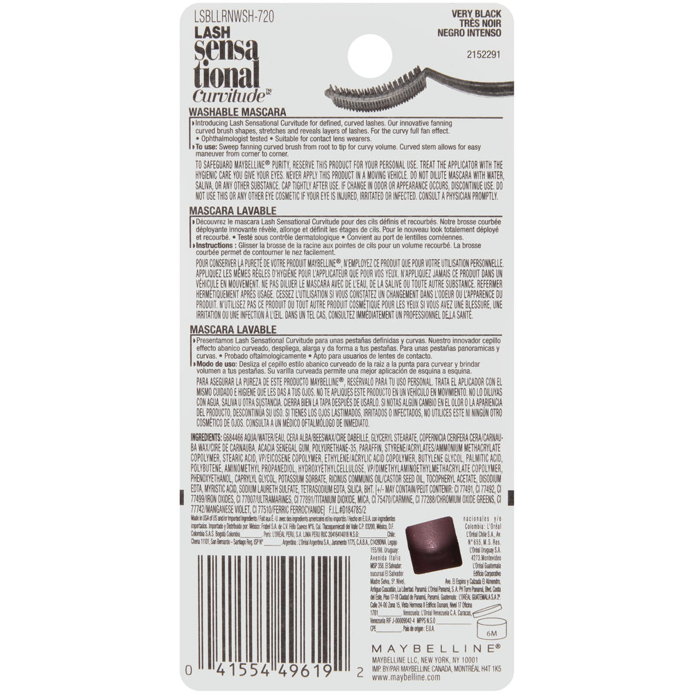 Maybelline Lash Sensational Curvitude close-up shows curved brush along lash line