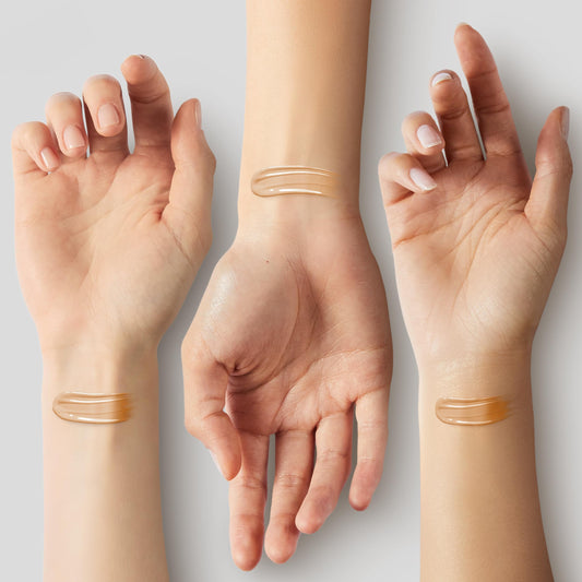 Maybelline Super Stay concealer Sand swatches show long-lasting brightness and coverage for under eyes.