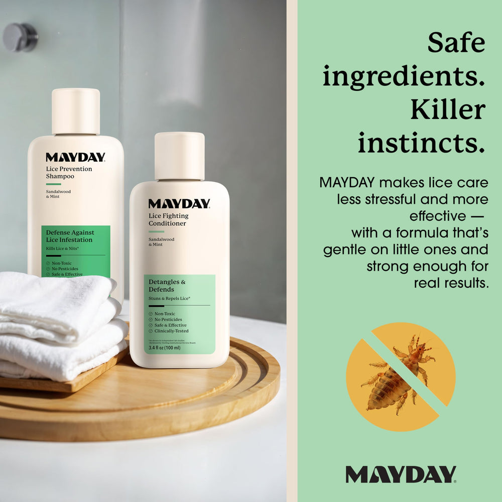 MAYDAY bundle hair care routine image suggests safe daily use for sensitive scalps