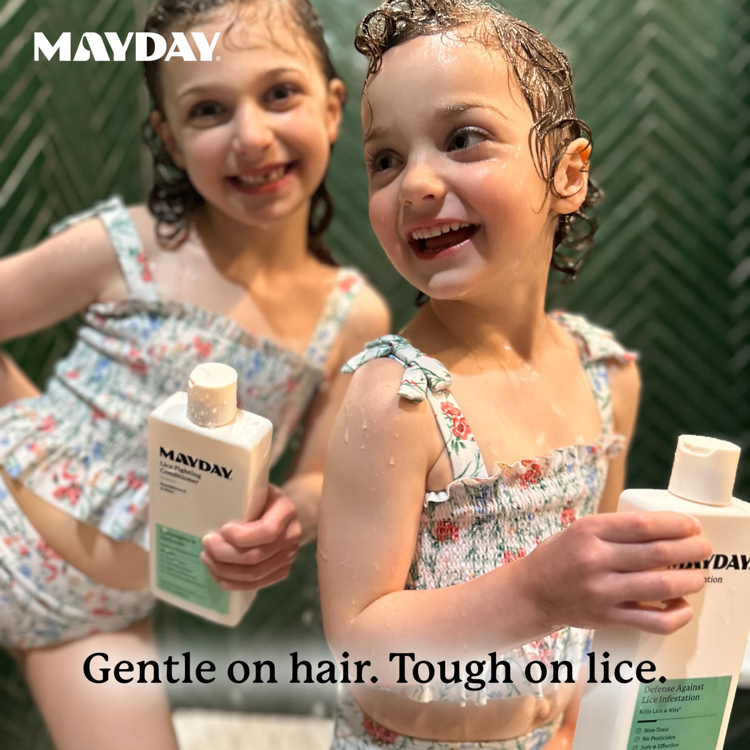 Conditioner being applied for detangling and smoother hair with MAYDAY