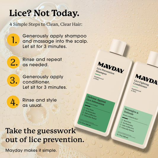 MAYDAY Daily Lice Routine Bundle conditioner tube shown for detangling and hydration