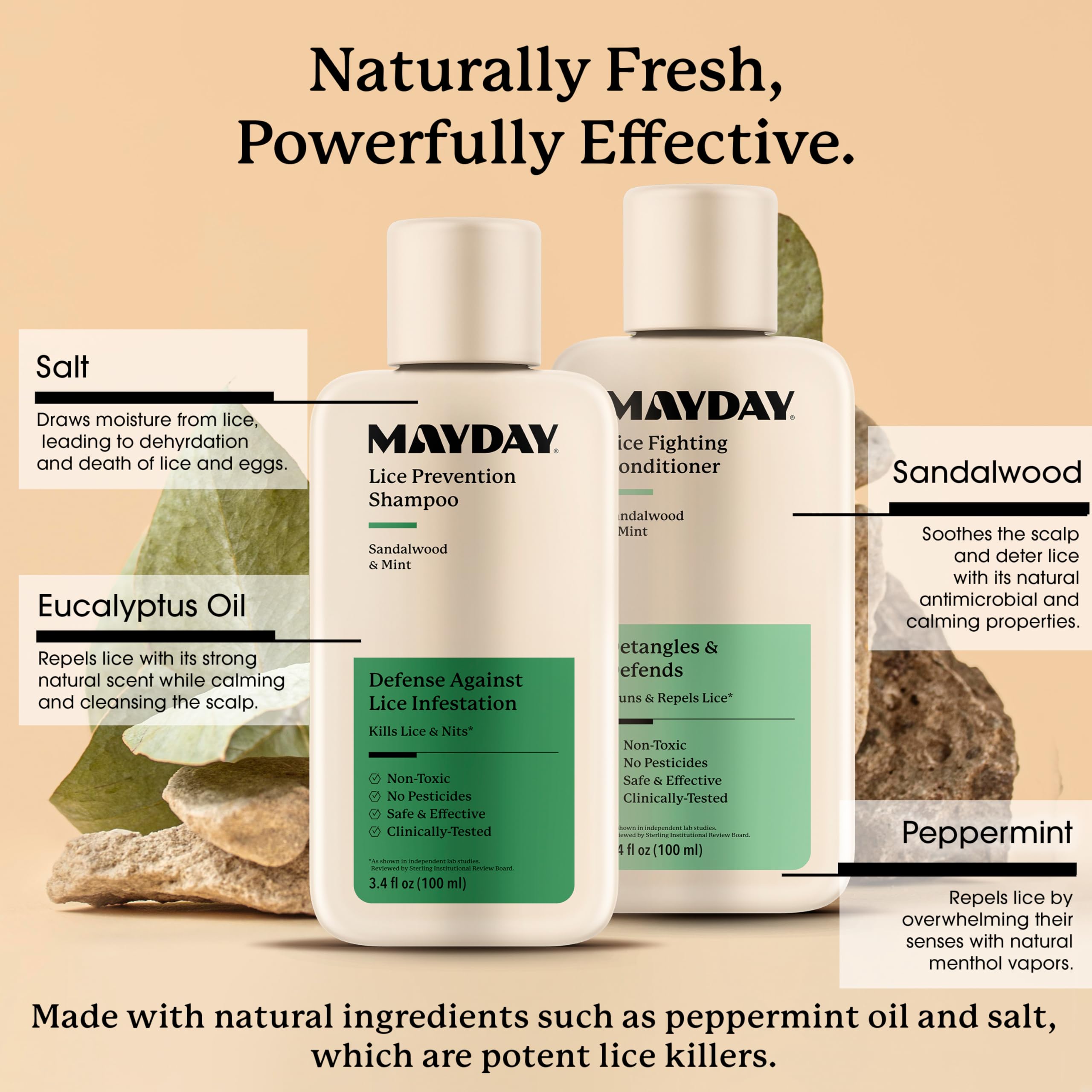 MAYDAY lice fighting conditioner silky hair closeup emphasizes smooth, manageable strands