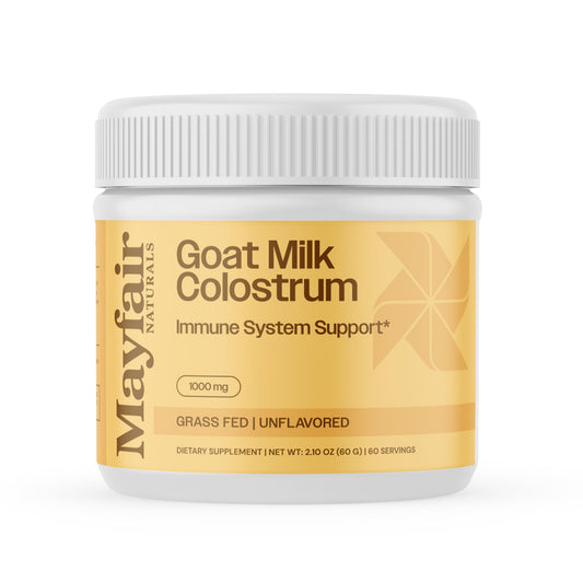 Front view of Mayfair Naturals Goat Milk Colostrum Powder 60g
