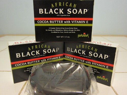 Mayflower Wellness Madina African Black Soap bar for gentle cleansing with cocoa butter