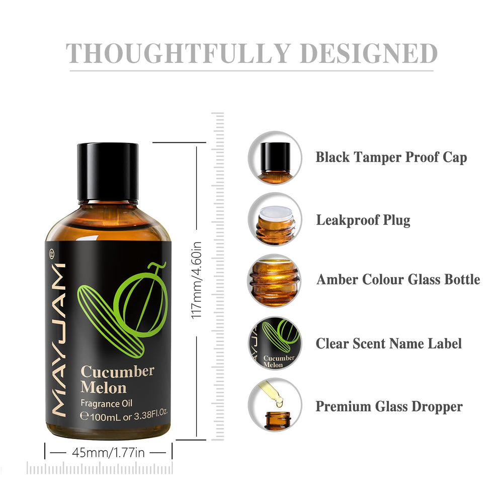 Close-up of MAYJAM fragrance oil in amber bottle