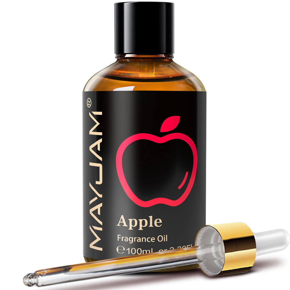MAYJAM front bottle showing apple fragrance and label for clear identification and storage benefit