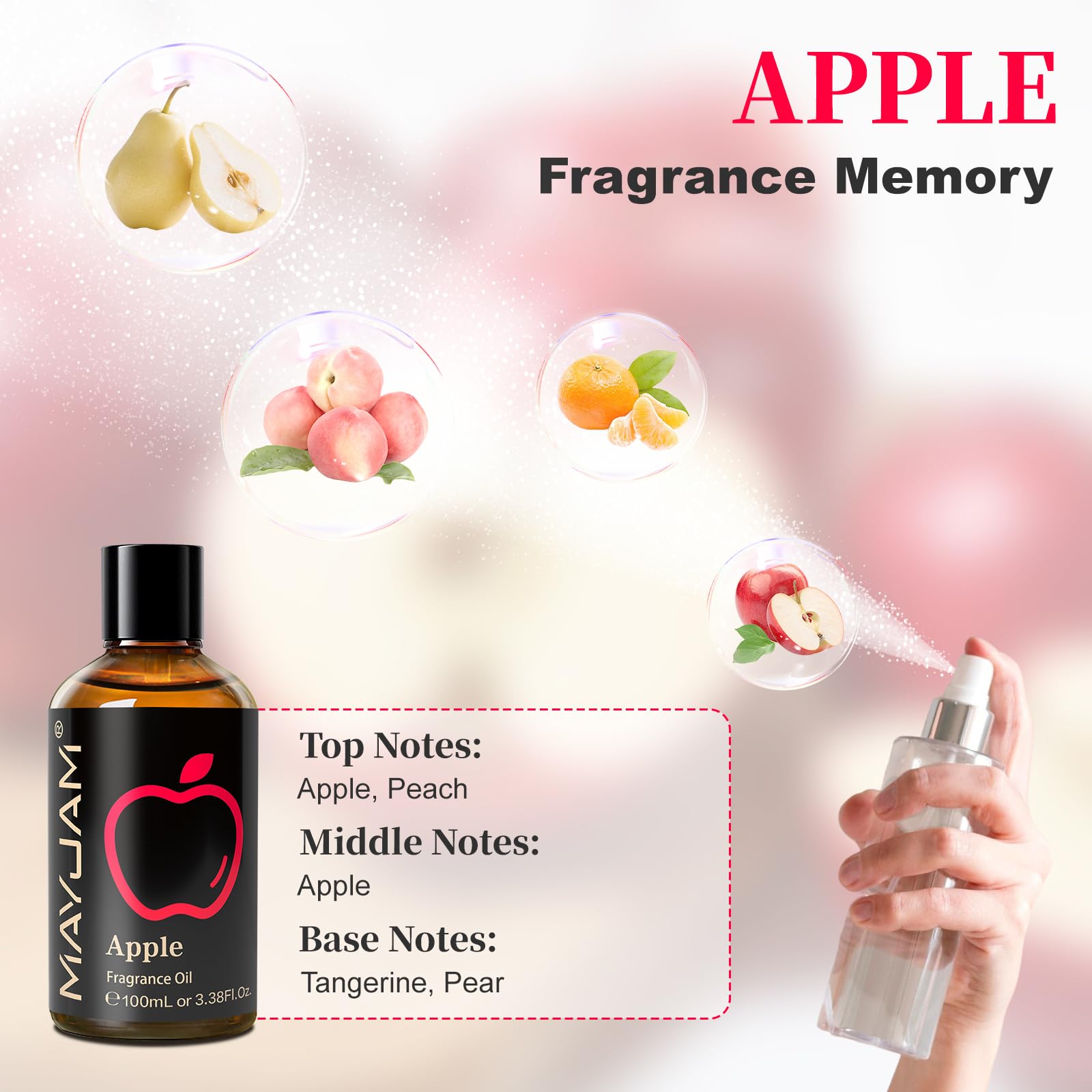 MAYJAM oil being added to a diffuser to quickly freshen a living room with apple aroma