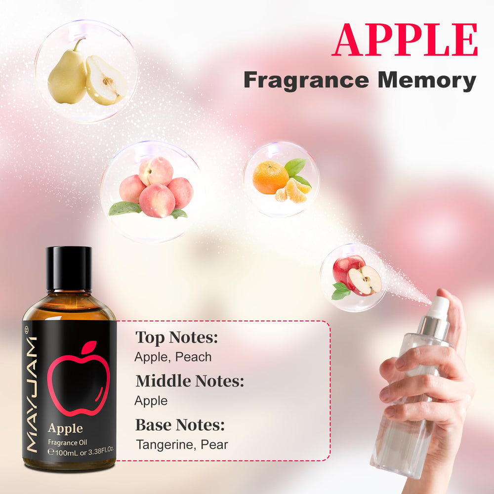 MAYJAM oil being added to a diffuser to quickly freshen a living room with apple aroma