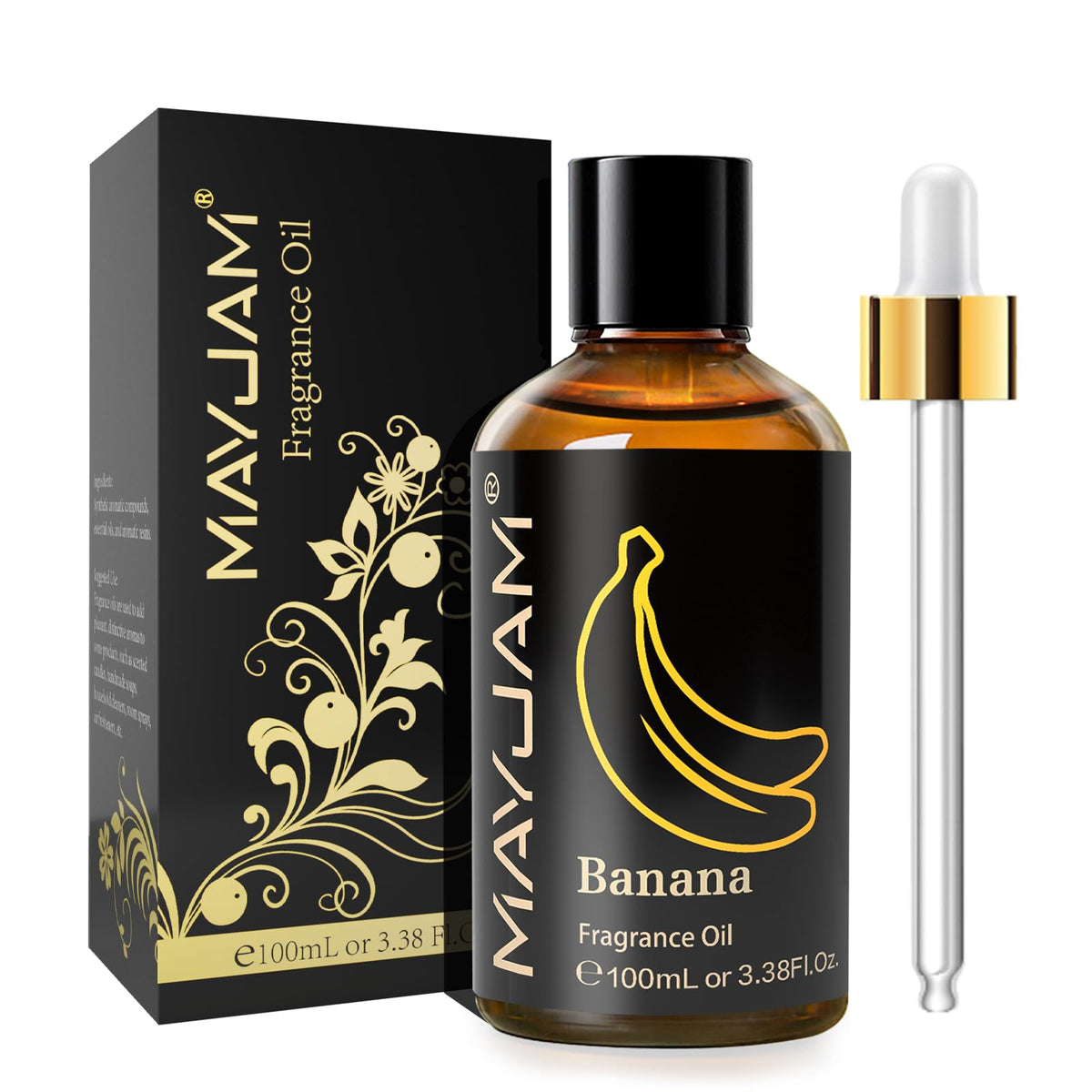 MAYJAM Banana Fragrance Oil 100ml amber glass bottle with glass dropper